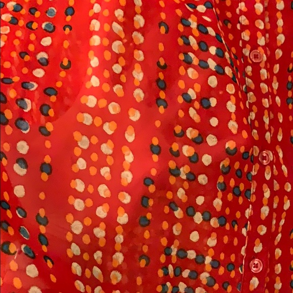 Old Navy Sheer Button Down Polka Dot Blouse Size L - Picture 4 of 6
